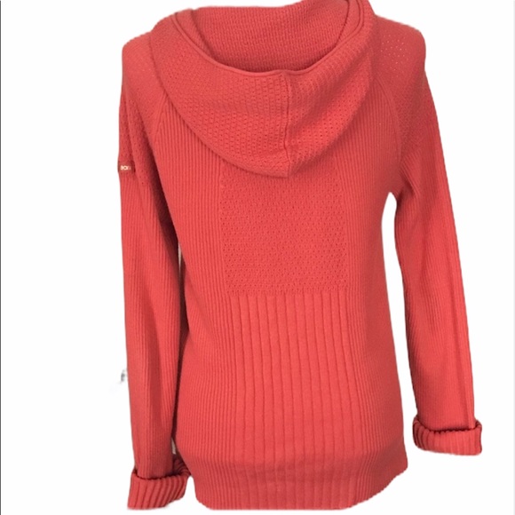 Calvin Klein Sweater XL Full Zip Hooded Knit Burnt Orange Cotton - Picture 8 of 10